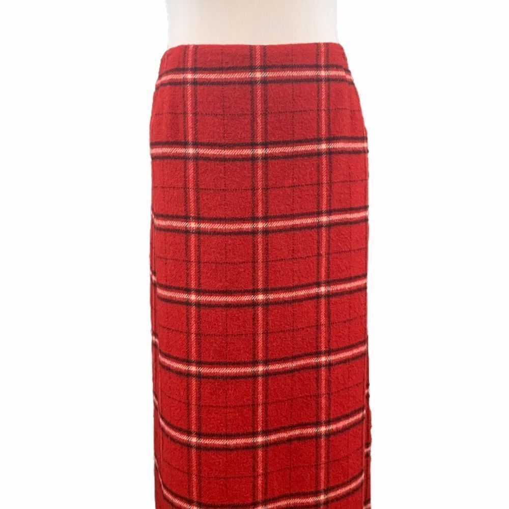 Vintage Nine and Company red plaid wool  skirt